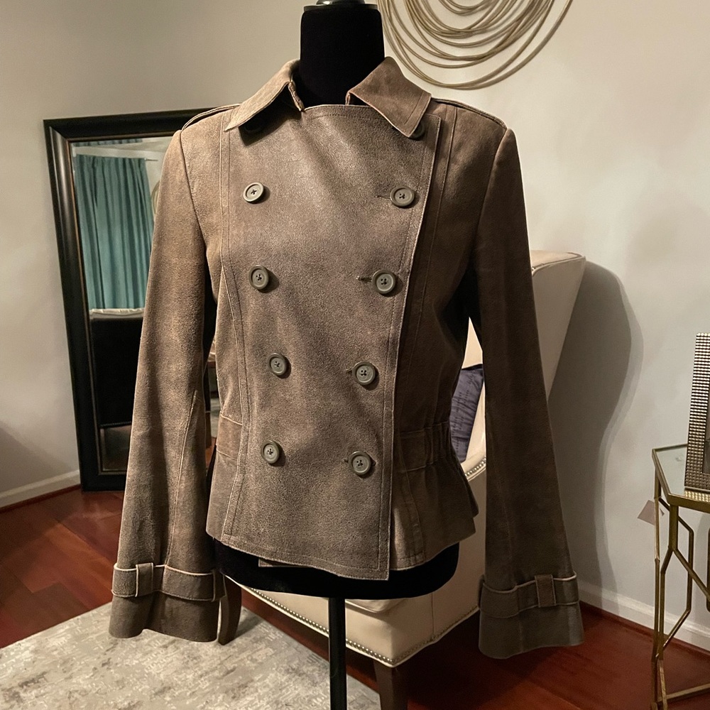 Express double breasted distressed leather jacket. Size 10.